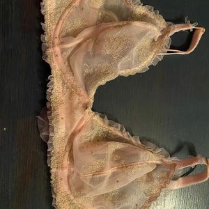 Victoria’s Secret lingerie sheet pink gold bra